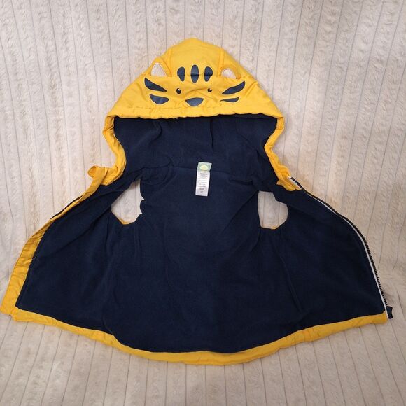 Little Me Tiger Hood Fleece Lined Yellow Puffer Vest - Size2T   Toddler Boy - Picture 2 of 8